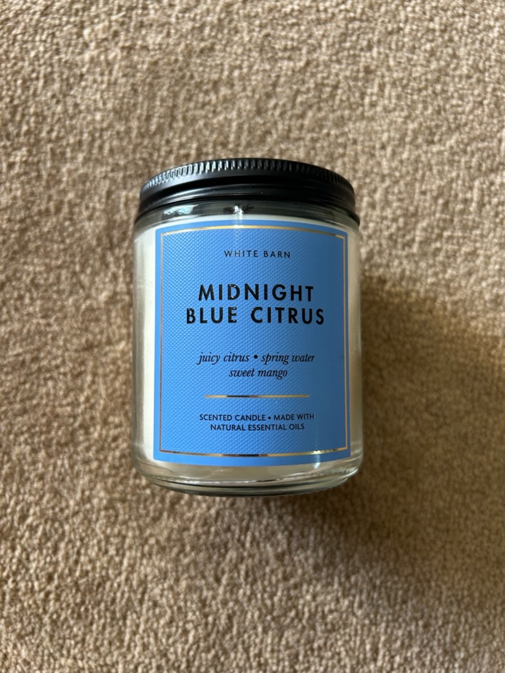 White Barn Midnight Blue Citrus Jar Candle - Blue Label, Black Lid